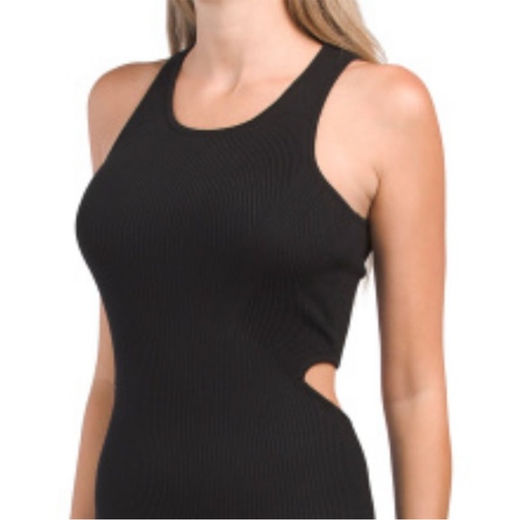 NEW House of Harlow 1960 Black Ribbed Midriff Cutout Bodycon Midi Dress - XS - Picture 3 of 15
